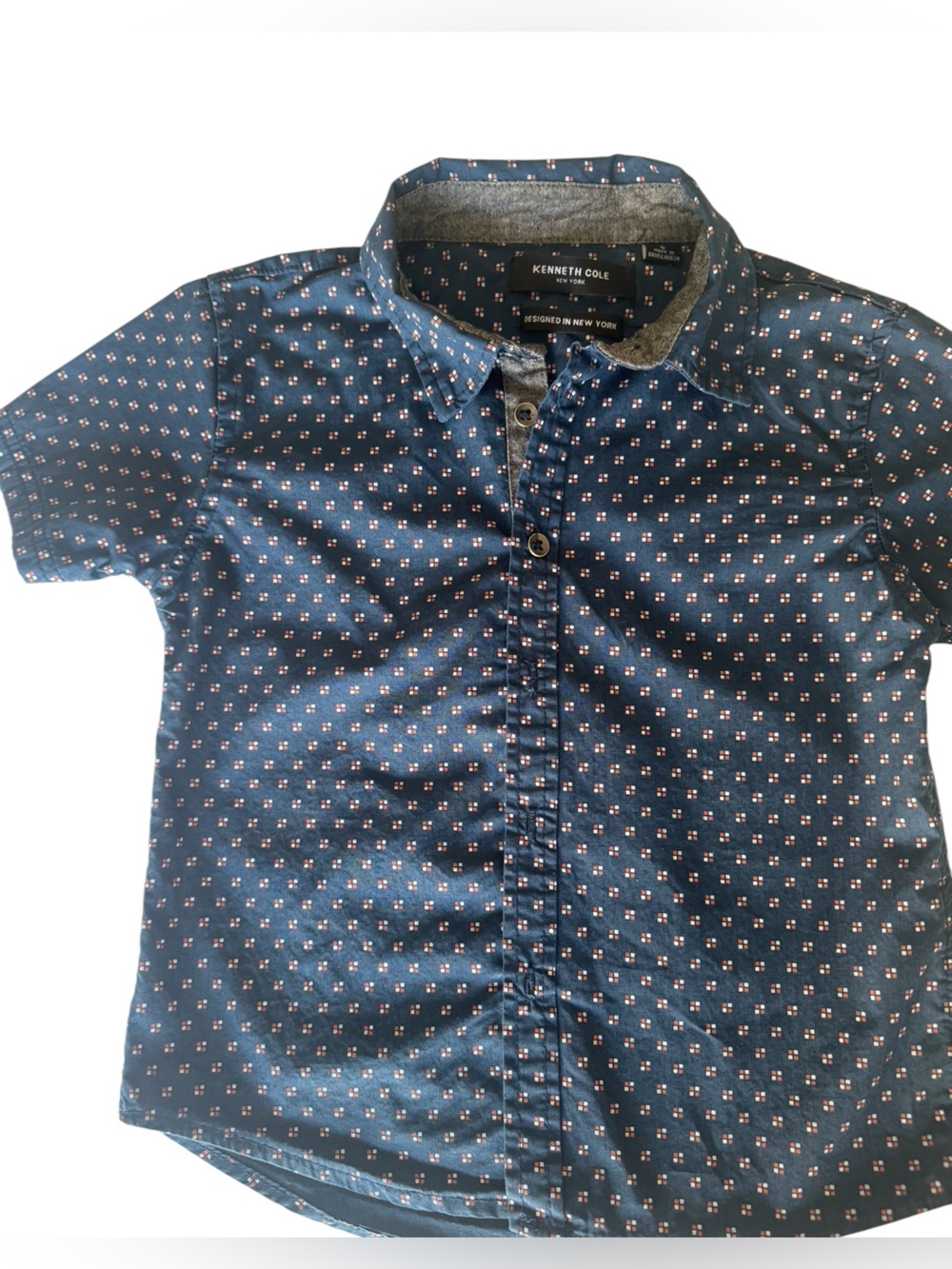 Kenneth Cole Youth Blue Print Short Sleeve Shirt